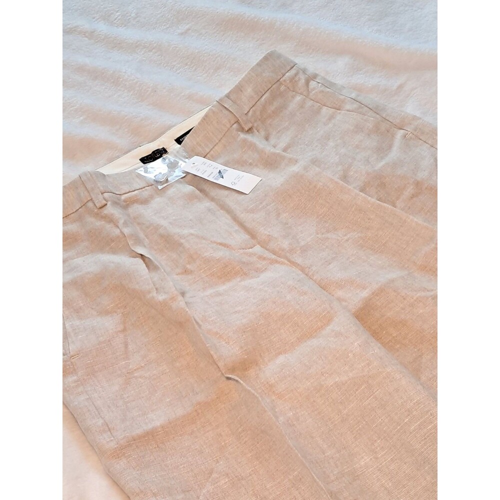 J. Crew Tall Wide-Leg Essential Pant In 100% Linen Beige BX983 Size 6T NWT - Picture 5 of 11
